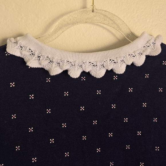 🎀Vintage SPUMONI Cat Embroidered Style Lacey Collared Sweatshirt🎀 - Picture 8 of 10